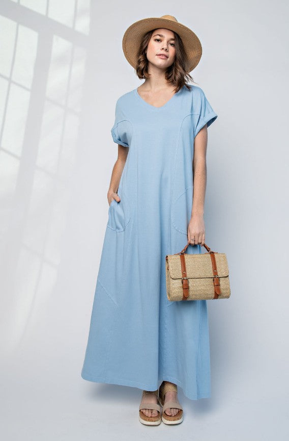 WASHED COTTON MAXI DRESS