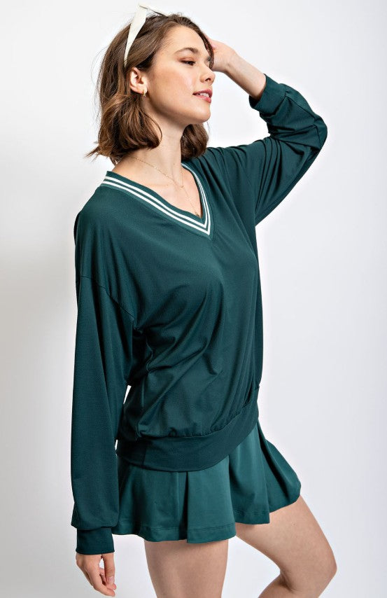 QUICK DRY V-NECK LONG SLEEVE SWEATSHIRT