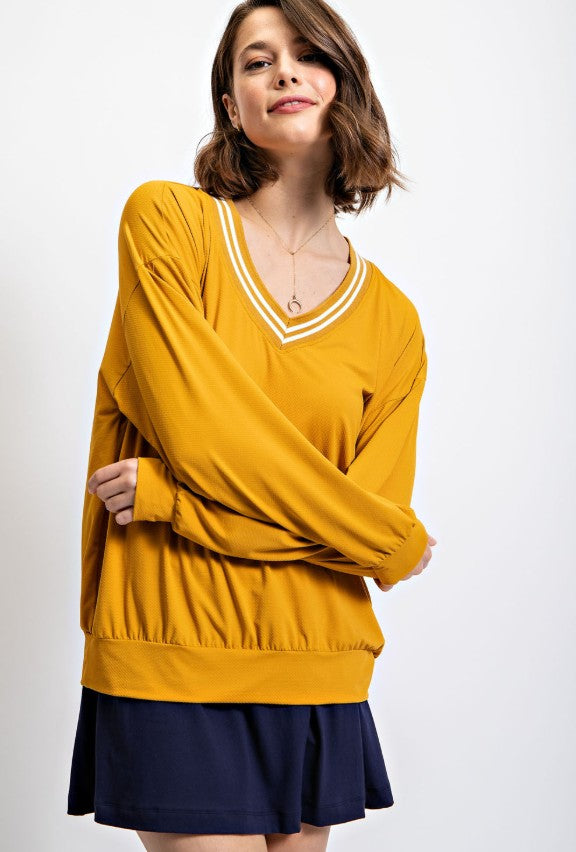 QUICK DRY V-NECK LONG SLEEVE SWEATSHIRT