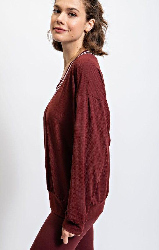QUICK DRY V-NECK LONG SLEEVE SWEATSHIRT