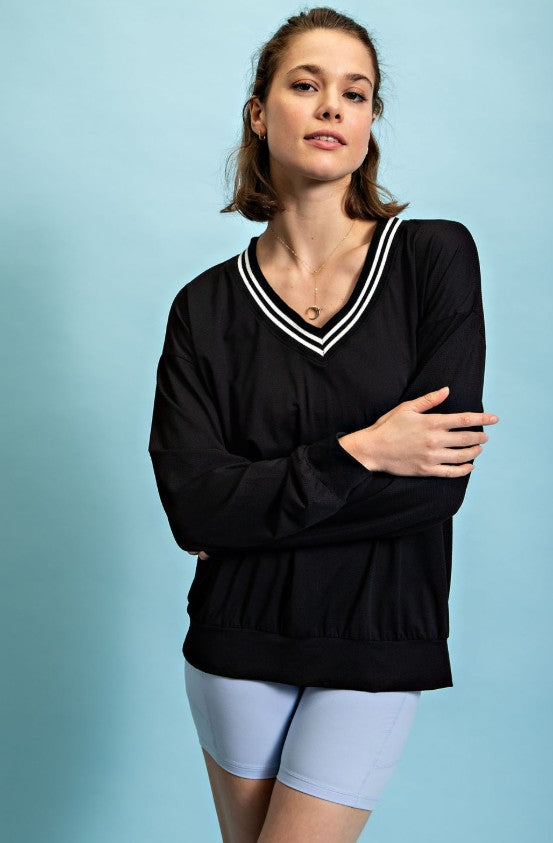 QUICK DRY V-NECK LONG SLEEVE SWEATSHIRT